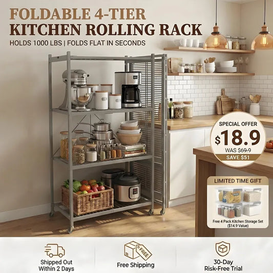 No Setup Required – Foldable & Rotating Shelf for Maximum Space