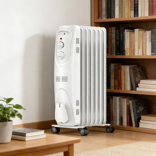 Oil Filled Radiator Heater, 1500W 3 Modes, Dual Knobs, Tip-Over Protection