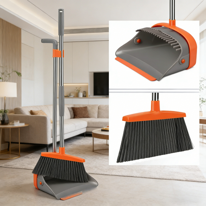 Adjustable-Length Broom and Dustpan Set (No-Bending Design)
