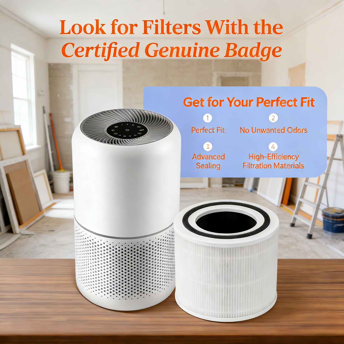 Home Air Purifier, 3-in-1 HEPA Filtration for 1073 ft², Quiet Sleep Mode