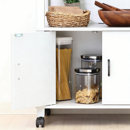 Mobile Multi-Tier Kitchen Storage Shelf with Cabinet