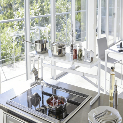 Adjustable Expandable Kitchen Shelf Rack with Hanging Storage