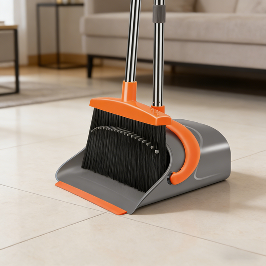 Adjustable-Length Broom and Dustpan Set (No-Bending Design)