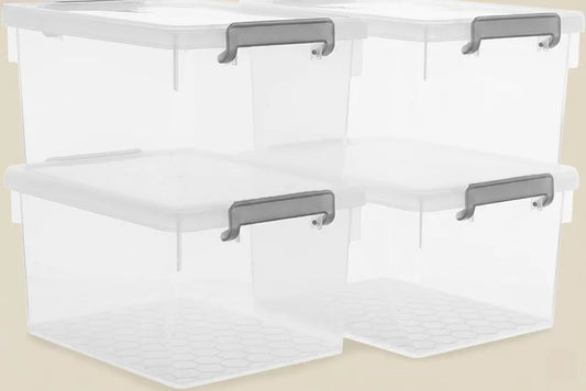 22.2 Qt Storage Bins with Lids, 4-Pack, Clear & Stackable