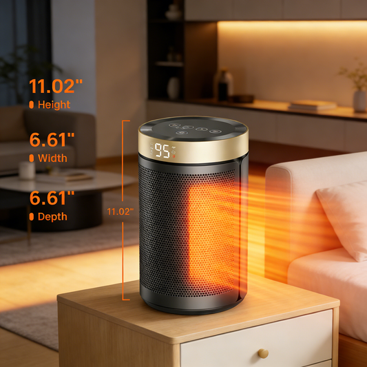 Remote Control Space Heater, 1500W PTC Fast Heat, 5 Modes & 12H Timer